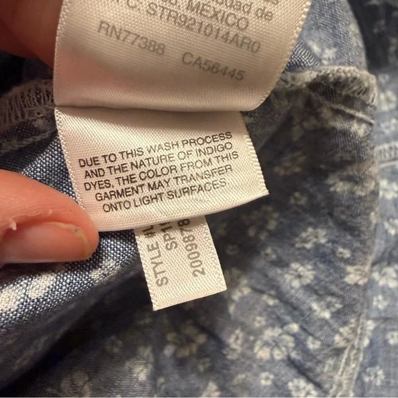 J. Crew Blue Floral Printed Chambray Ruffle Faux-Wrap Dress - Picture 6 of 10